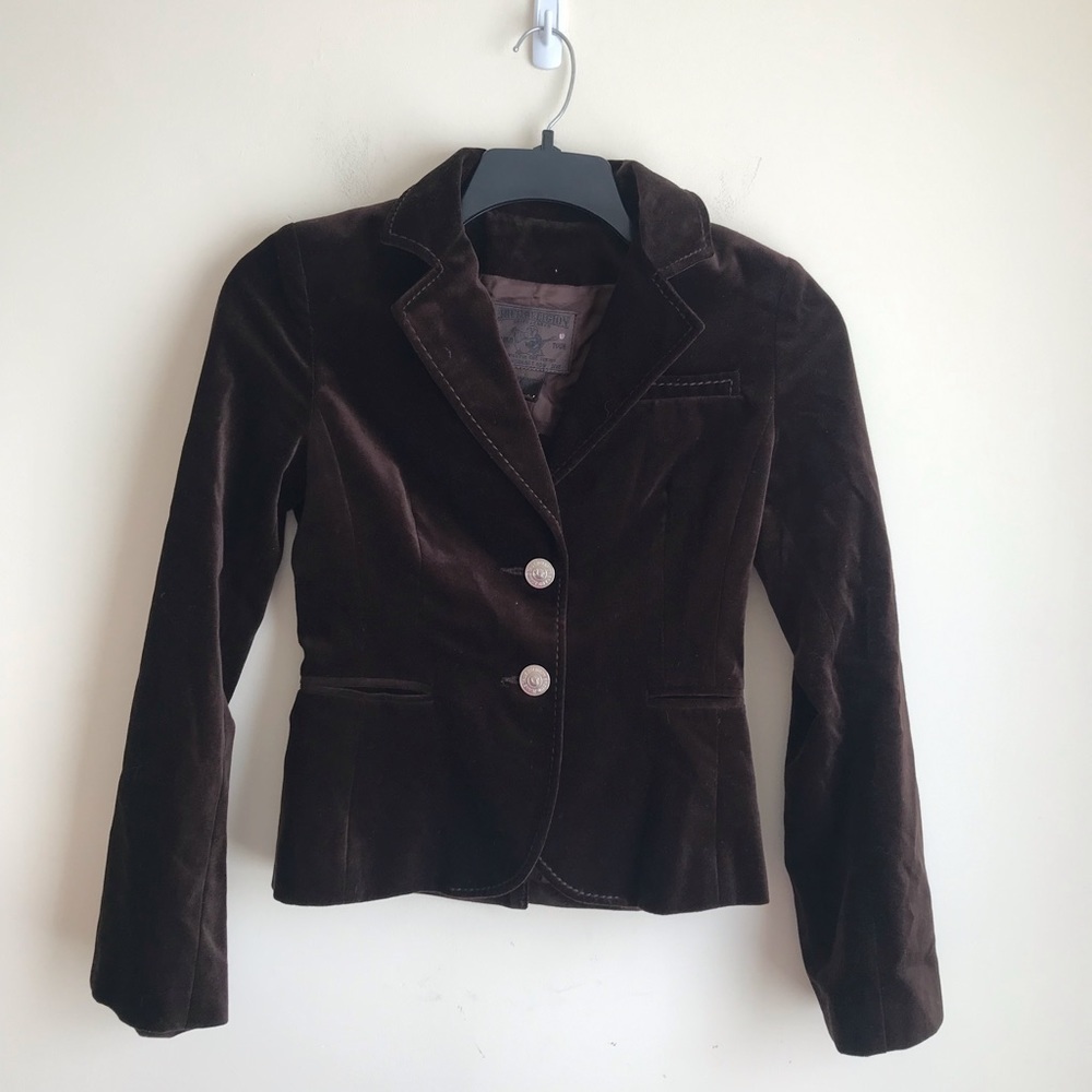 True Religion Brown Velvet Embroidered Blazer - Picture 2 of 5